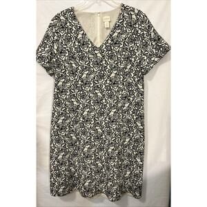 Chicos Dress Womens XL Lined Floral Print Jersey Knit Stretch Sheath Career